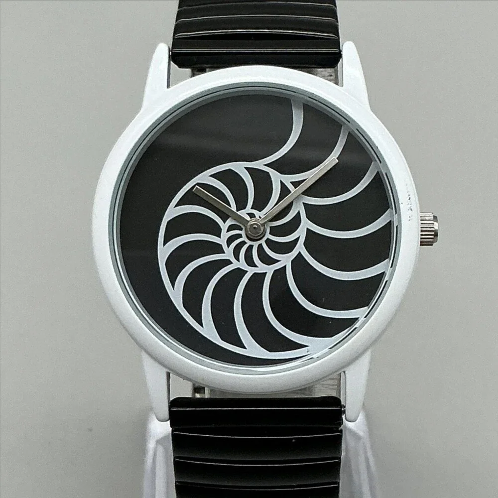 The Dali Museum Womens Watch 34mm Black Spiral Dial Stretch Band in Box